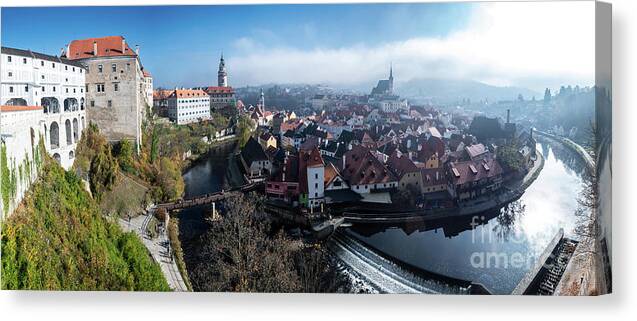 Czech Republic Canvas Print featuring the photograph Historic City Of Cesky Krumlov In The Czech Republic In Europe by Andreas Berthold