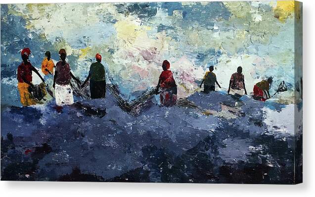 African Art Canvas Print featuring the painting Morning Tide by Tarizai Munsvhenga