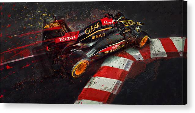 Kimi Raikkonen Canvas Print featuring the mixed media Apex Hunter by Alan Greene