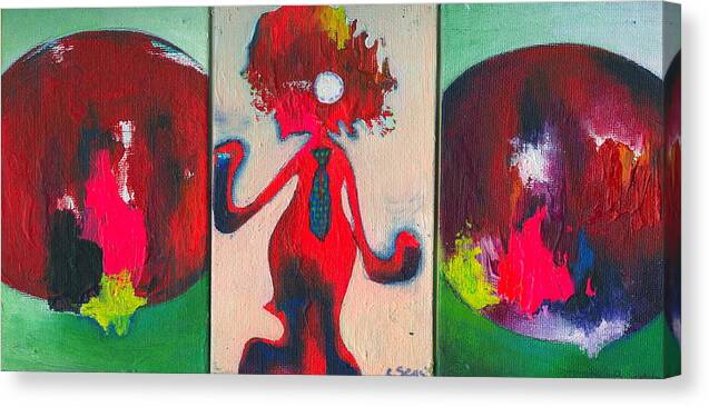 Girl Canvas Print featuring the painting Balancing Difference Set by Ricky Sencion