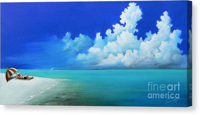 Acrylics Canvas Print featuring the painting Nap on the Beach by Artificium -