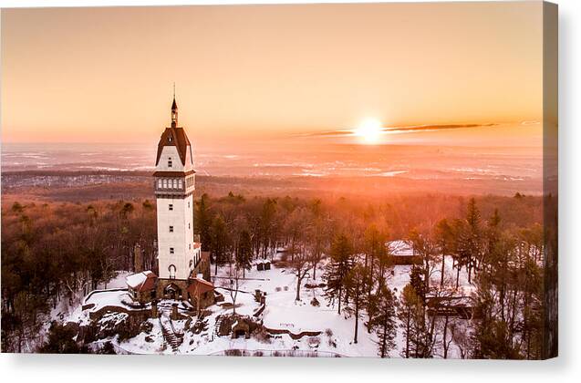 Heublein Canvas Print featuring the photograph Heublein Tower in Simsbury Connecticut by Mike Gearin