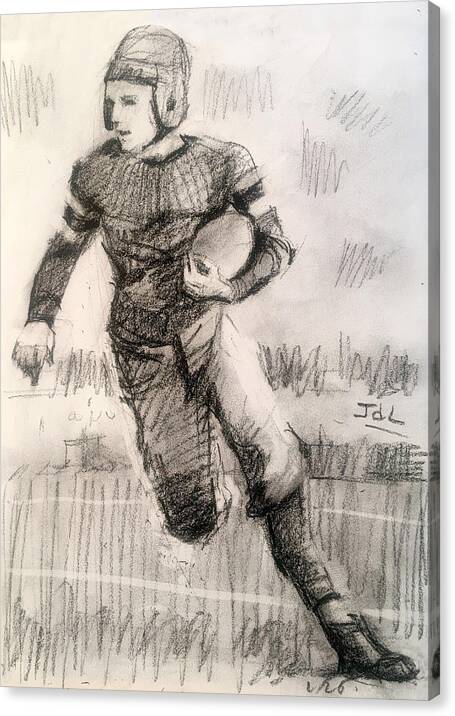 Retroimages Canvas Print featuring the drawing Ball Carrier by John DeLorimier