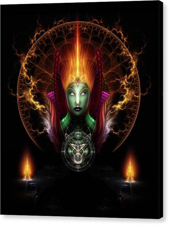 Riddian Canvas Print featuring the digital art Riddian Queen Of Fire by Rolando Burbon