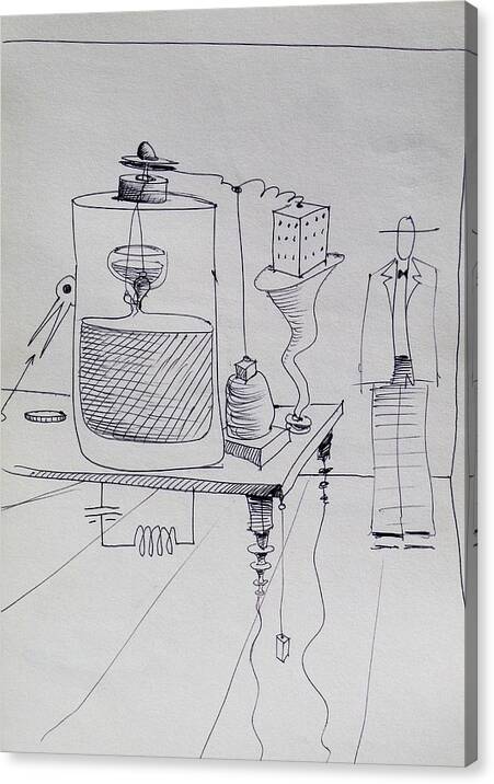 Surreal Canvas Print featuring the drawing The Experiment by John Kaelin