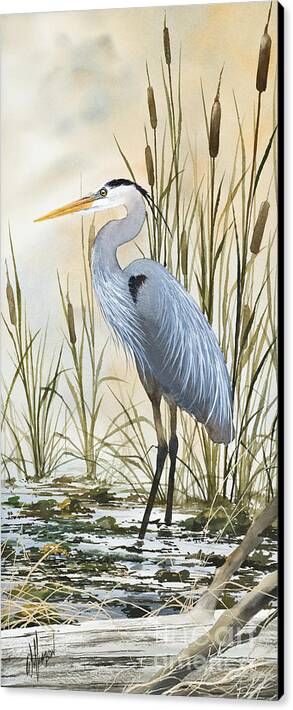 Heron and Cattails by James Williamson