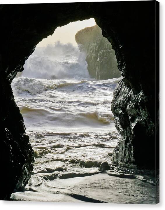 Stormwaves Canvas Print featuring the photograph Tunnel to the Sea by Tommy Farnsworth