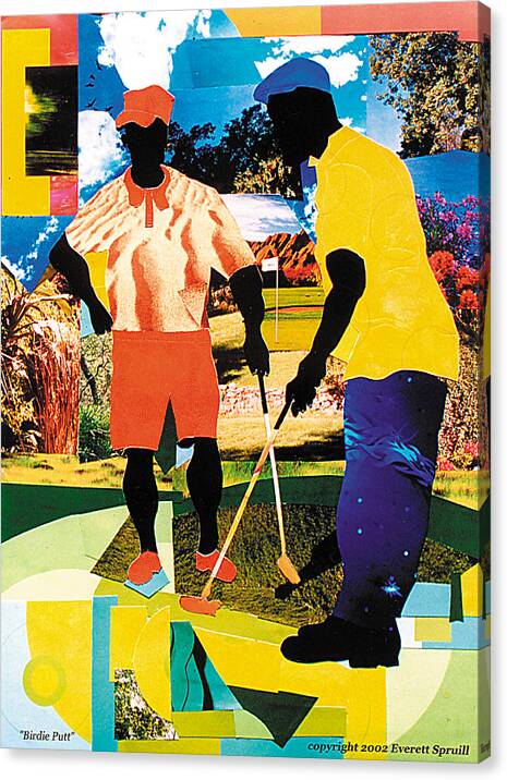 African Mask Canvas Print featuring the painting Birdie Putt by Everett Spruill