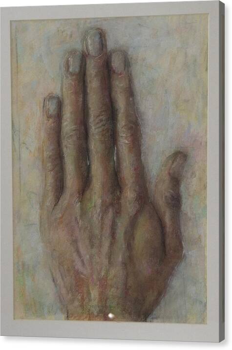 Still Life - Hand - Pastel - Artist- Selfportrait Canvas Print featuring the drawing The Artist Hand by Paez Antonio