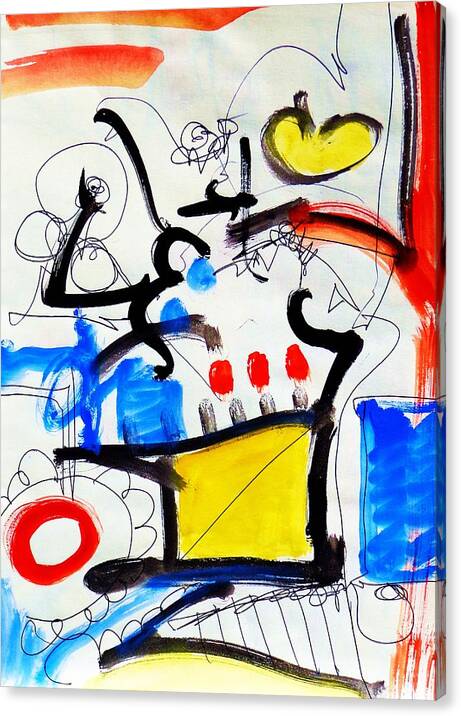 Abstract Canvas Print featuring the painting Yellowredblue by John Kaelin