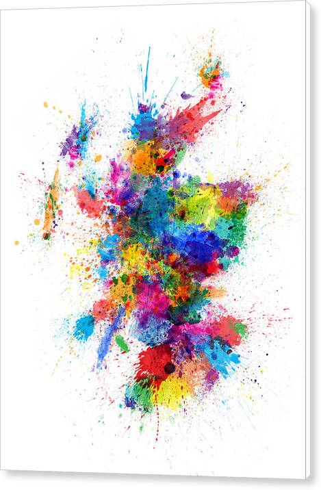 Scotland Paint Splashes Map by Michael Tompsett