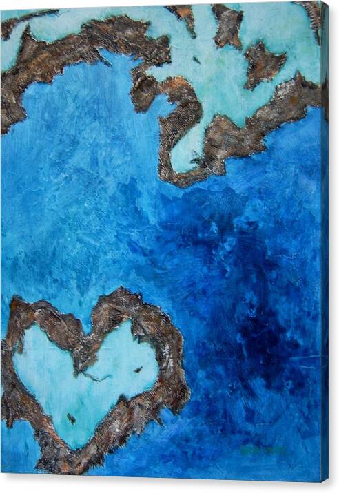Great Barrier Reef Australia Canvas Print featuring the painting Love Heart Reef by Georgia Mansur