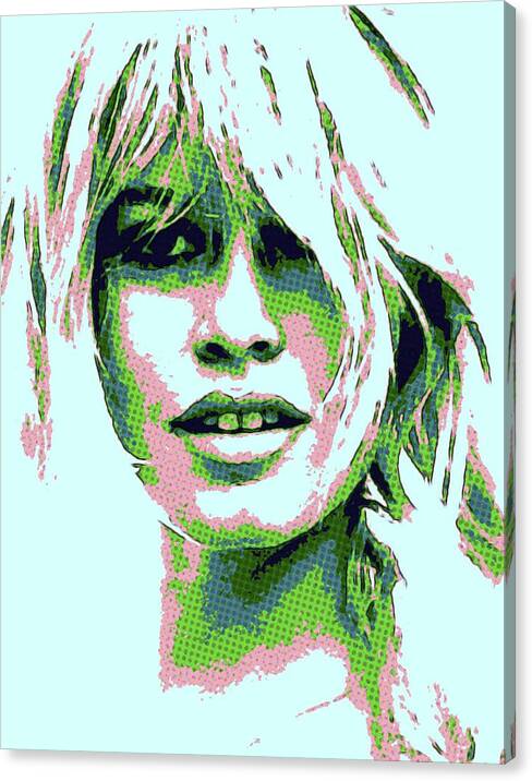 Brigitte Bardot Canvas Print featuring the mixed media B B in her blues by Jayime Jean
