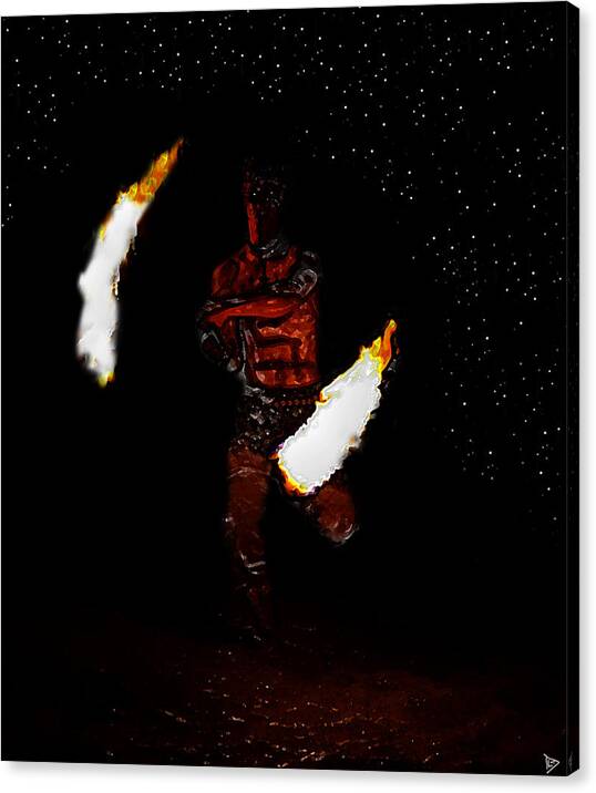 Fire Dance Canvas Print featuring the painting Easter Island Fire Dance by David Lee Thompson