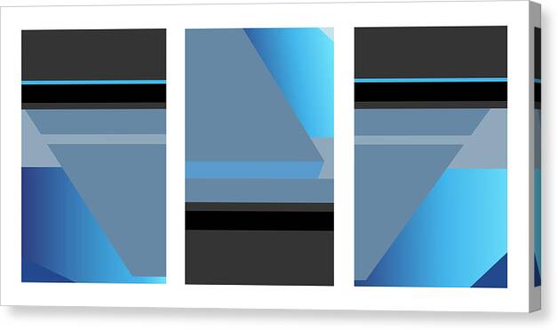 Blue Canvas Print featuring the digital art Symphony in Blue - Triptych 1 by David Hargreaves