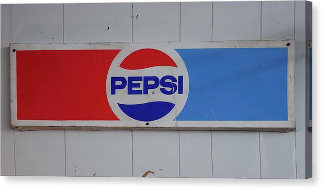 Pepsi Sign Wood Canvas Print featuring the photograph Pepsi Sign wood by Flees Photos