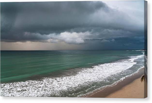 _mexico-mazatlan-area Canvas Print featuring the photograph Early Morning Storm Clouds in Mazatlan by Tommy Farnsworth