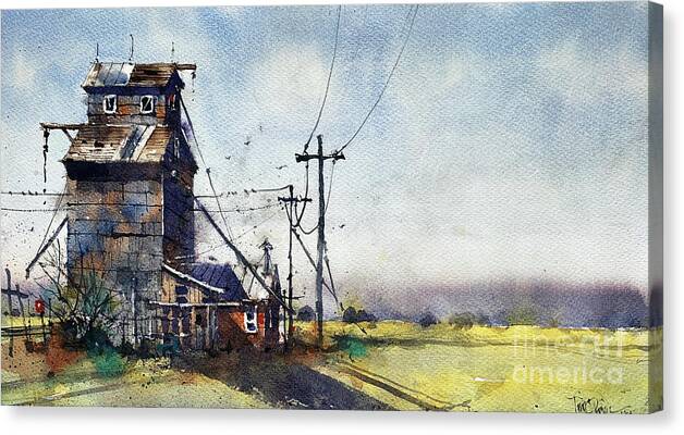 Cole Harbor Canvas Print featuring the painting Elevator at Cole Harbor North Dakota by Tim Oliver
