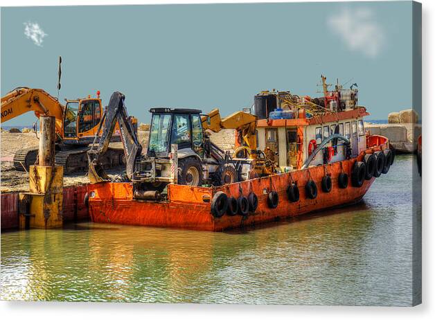 Boat Canvas Print featuring the photograph Excessive Cargo by Uri Baruch