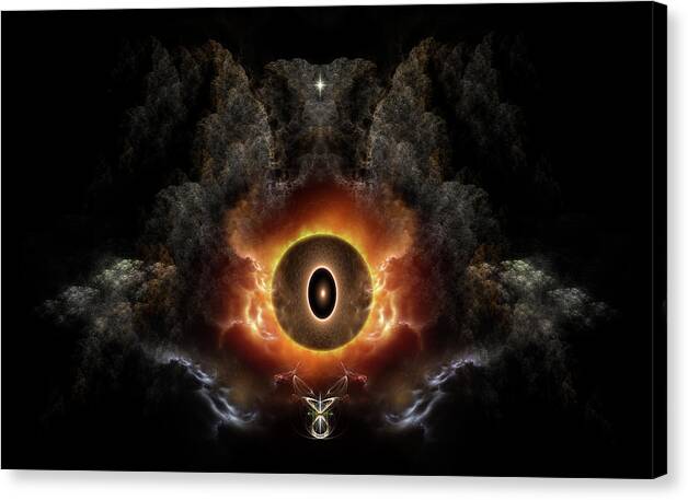 Eye Of Chaos Canvas Print featuring the digital art Eye Of Chaos by Rolando Burbon