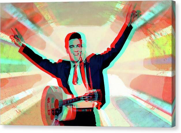 Elvis Canvas Print featuring the digital art His ray Elvis 3D by Jayime Jean