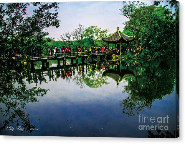 Lake Canvas Print featuring the painting Blue Lake by Philip HP Wong