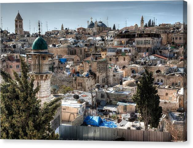 Churches Canvas Print featuring the photograph Churches and Mosques by Uri Baruch