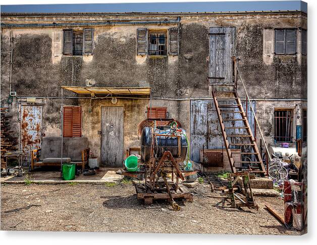 Backyard Canvas Print featuring the photograph The Old Workshop by Uri Baruch