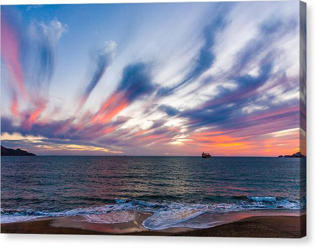 Sunset Canvas Print featuring the photograph Manzanillo Sunset by Tommy Farnsworth