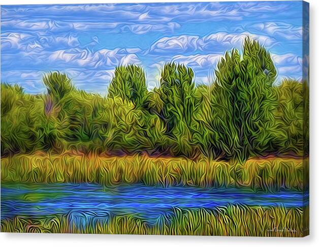 Joelbrucewallach Canvas Print featuring the digital art Eternal River Afternoon by Joel Bruce Wallach