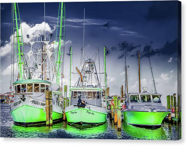 Fishing Boats Canvas Print featuring the photograph Boat Dance by Terry Walsh