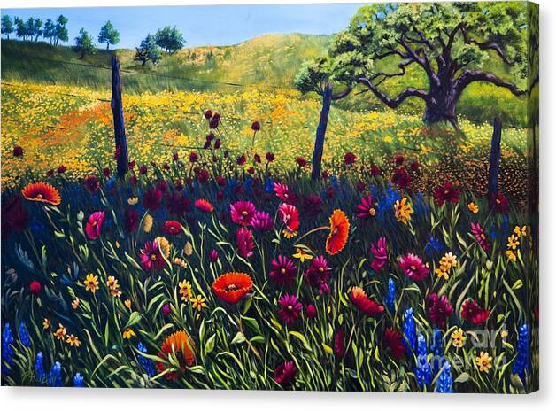 Landscape Canvas Print featuring the painting Texas Hill Country by Patricia Reed