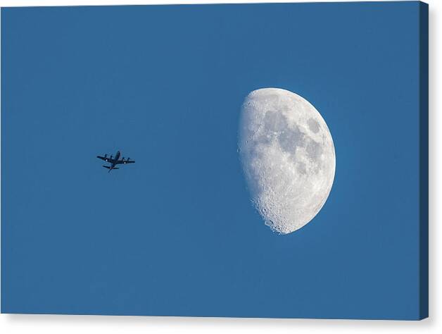 Airplane Canvas Print featuring the photograph That Moon Again by Tommy Farnsworth