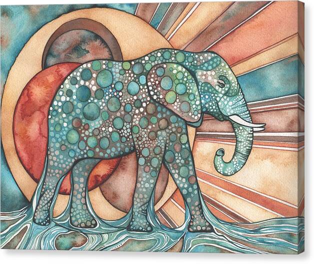 Elephant Canvas Print featuring the painting Sunphant Sun Elephant by Tamara Phillips