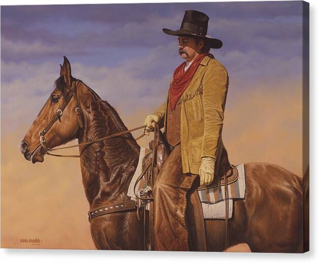 Cowboy Canvas Print featuring the painting Trail Boss by Ron Crabb