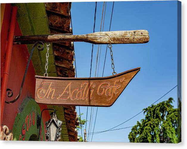 _mexico-ajijic Canvas Print featuring the photograph Local Shops and Dining #3 by Tommy Farnsworth