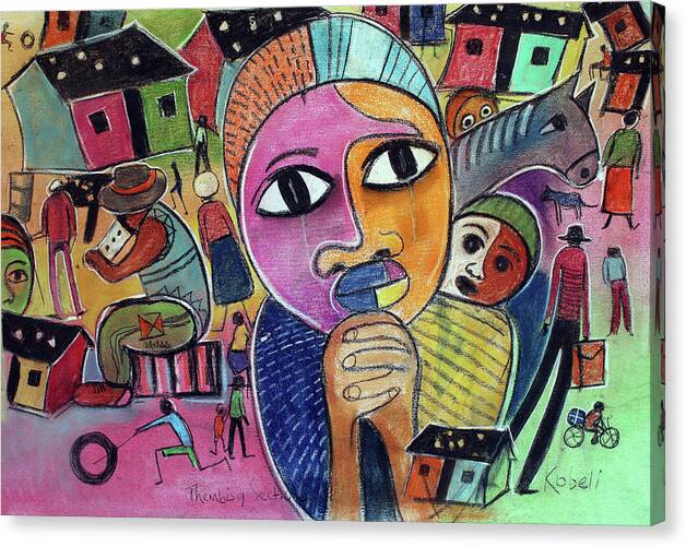 Moa Canvas Print featuring the painting Peace I Pray by Eli Kobeli 1932-1999