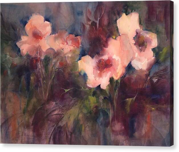 Flowers Canvas Print featuring the painting Magical Garden by Karen Ann Patton