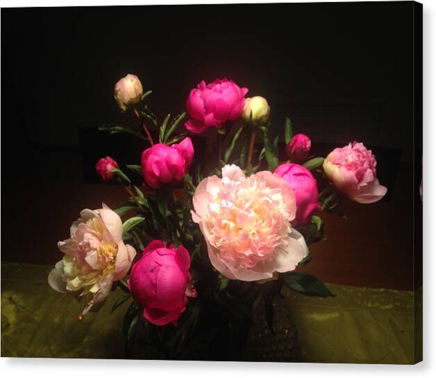 Bouquet Canvas Print featuring the photograph Peonies by Nicole Zenhausern