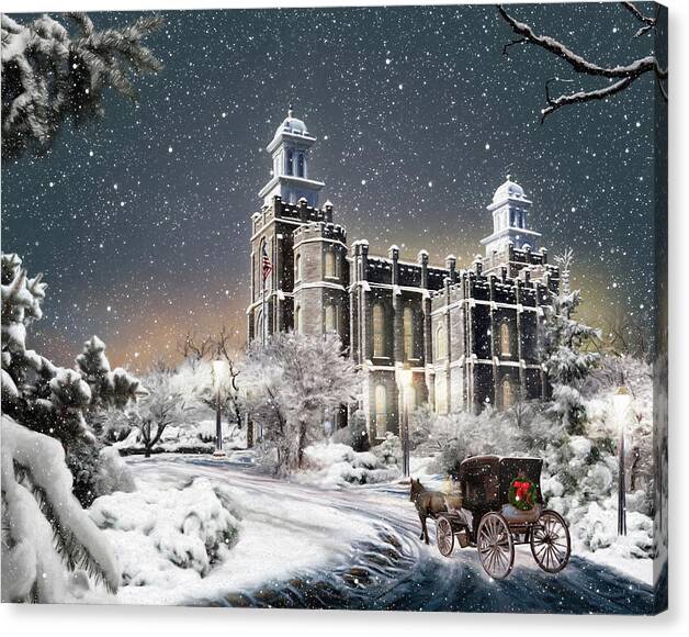 Logan Temple Old Time Christmas Canvas Print Canvas Art By