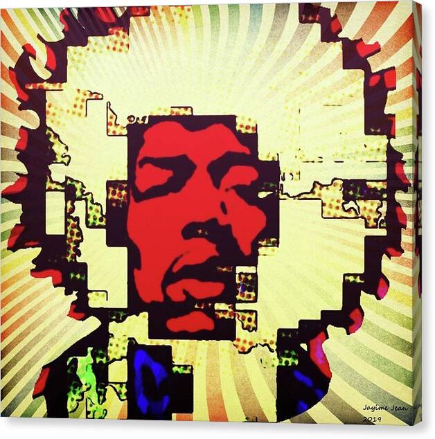 Jimi Hendrix Canvas Print featuring the mixed media Jimi Here he comes by Jayime Jean