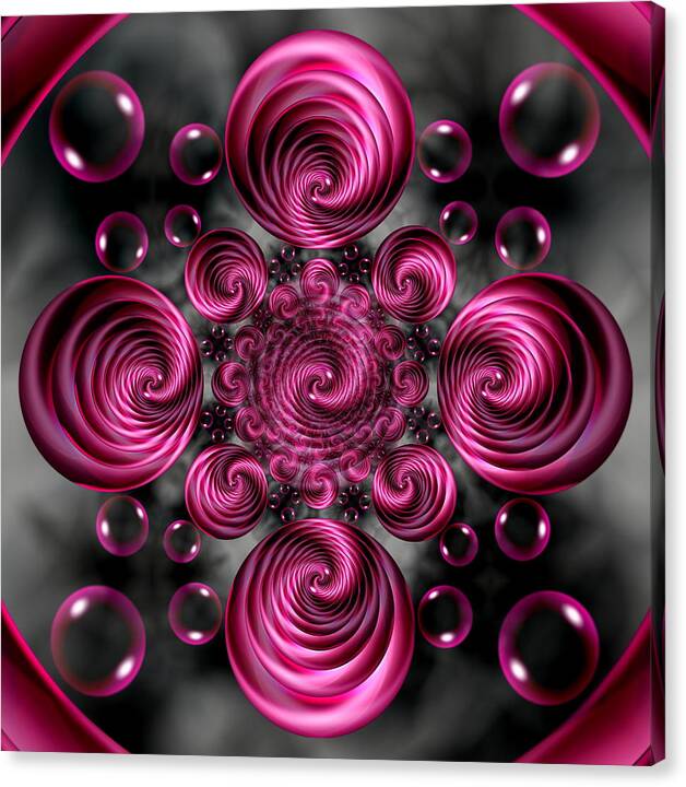 Vortex Canvas Print featuring the digital art Satin Rose Twirl Vortex Circular Spirals by Rolando Burbon