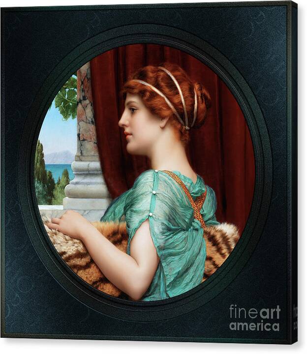 A Pompeian Lady Canvas Print featuring the painting A Pompeian Lady by John William Godward Remastered Xzendor7 Fine Art Classical Reproductions by Rolando Burbon
