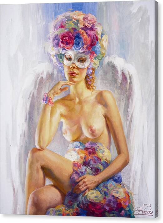Nudes Canvas Print featuring the painting Flora by Serguei Zlenko