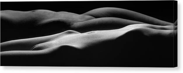 Two Women Canvas Print featuring the photograph 0865 Two Nude Female Torsos 1 to 3 Ratio by Chris Maher