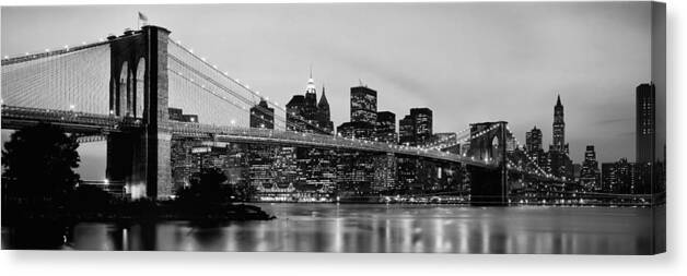 Photography Canvas Print featuring the photograph Brooklyn Bridge Across The East River #1 by Panoramic Images