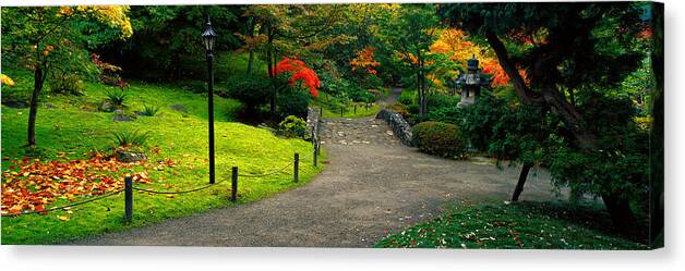 Photography Canvas Print featuring the photograph Stone Bridge, The Japanese Garden #1 by Panoramic Images