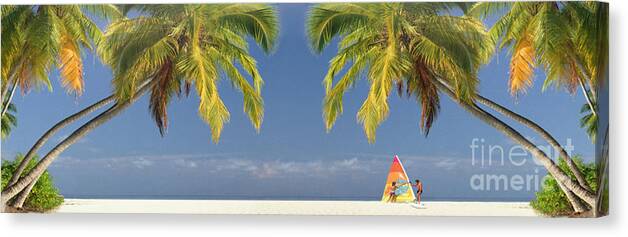 Panorama Canvas Print featuring the photograph The Beach by Edmund Nagele FRPS