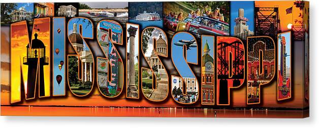 Postcard Canvas Print featuring the photograph 12 X 36 Horizontal Mississippi Postcard Version 1 by Jim Albritton