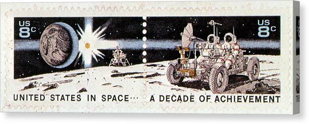 Philately Canvas Print featuring the photograph A Decade Of Achievement, U.s. Postage by Science Source